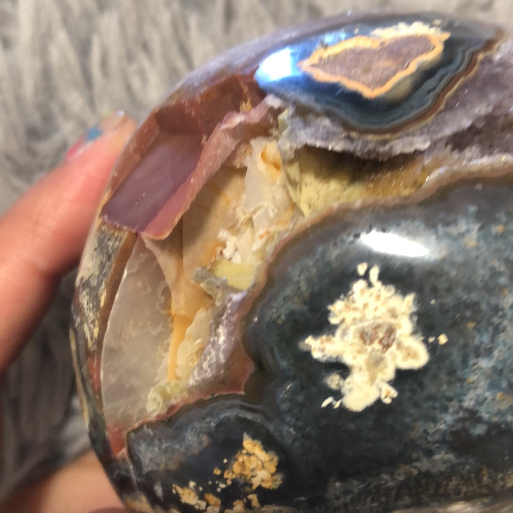 Amethyst Heart Crystal With Many Calcite Inclusions - Picture 17 of 17
